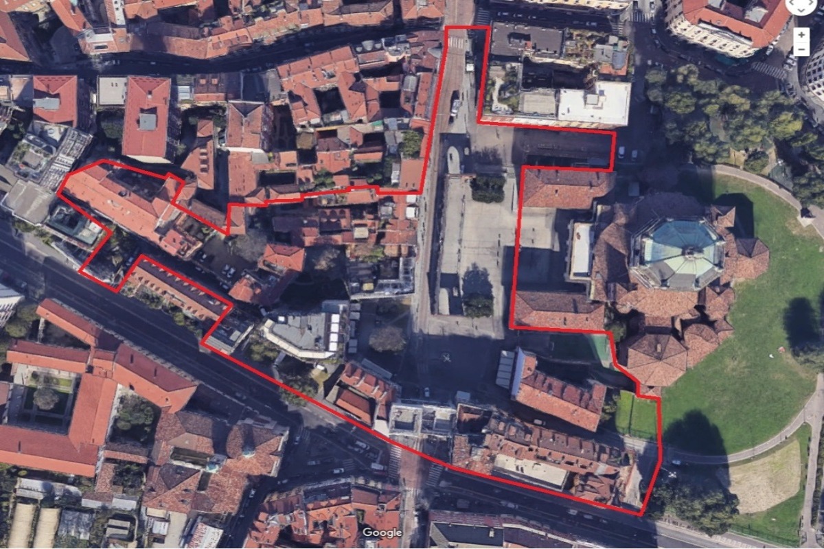 Foto aerea e perimetrazione del PP San Lorenzo